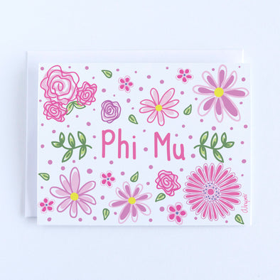 Phi Mu Vines and Blooms Sorority Notecard Set