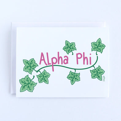 Alpha Phi Sorority Playful Ivy Leaves Notecard Set