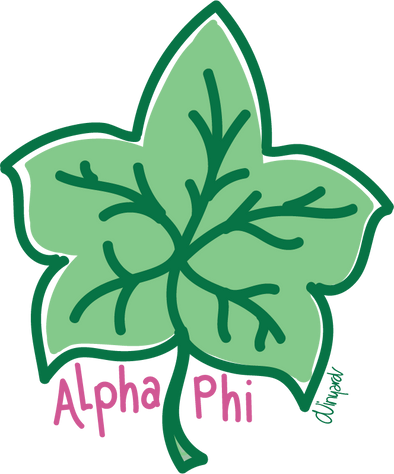 Alpha Phi Sorority Playful Ivy Leaf Vinyl Sticker
