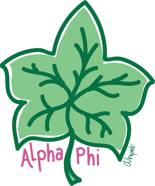 Alpha Phi Sorority Playful Ivy Leaf Vinyl Sticker