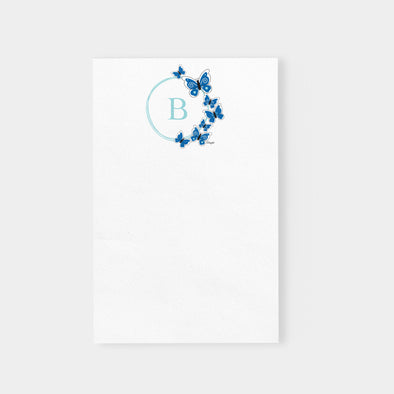 Personalized Initial with Blue Butterflies Notepad