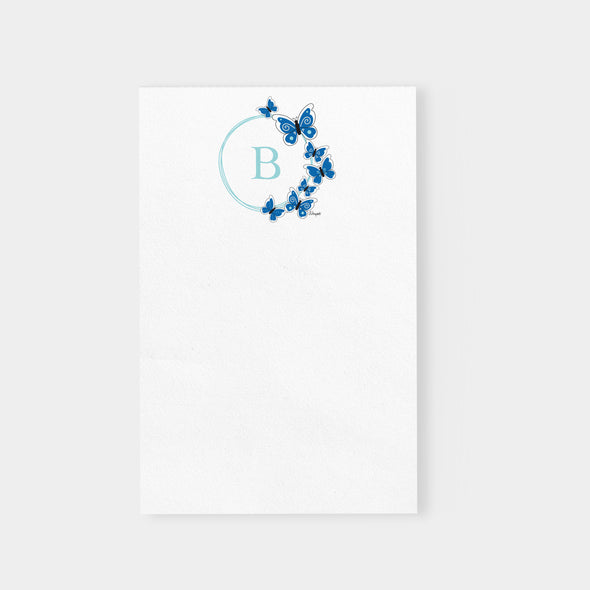 Personalized Initial with Blue Butterflies Notepad