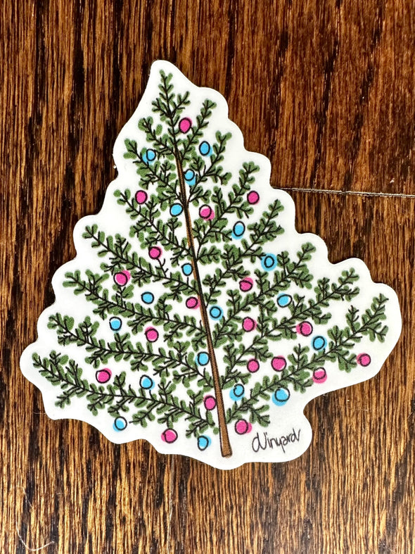 Whimsical Christmas Tree Die Cut Sticker