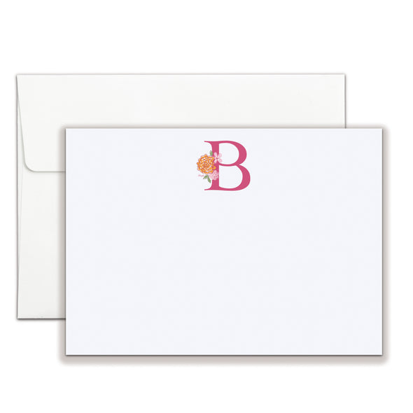 Personalized Floral Initial Flat Notecard Set