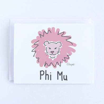 Phi Mu Lion Sorority Notecard Set