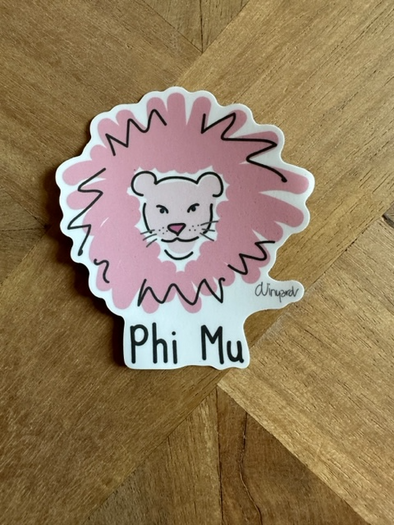 Phi Mu Lion Die Cut Sticker