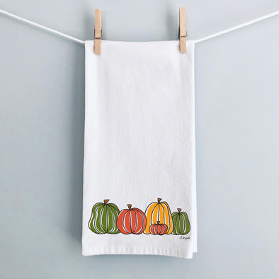 Whimsical Pumpkins Flour Sack Tea Towel