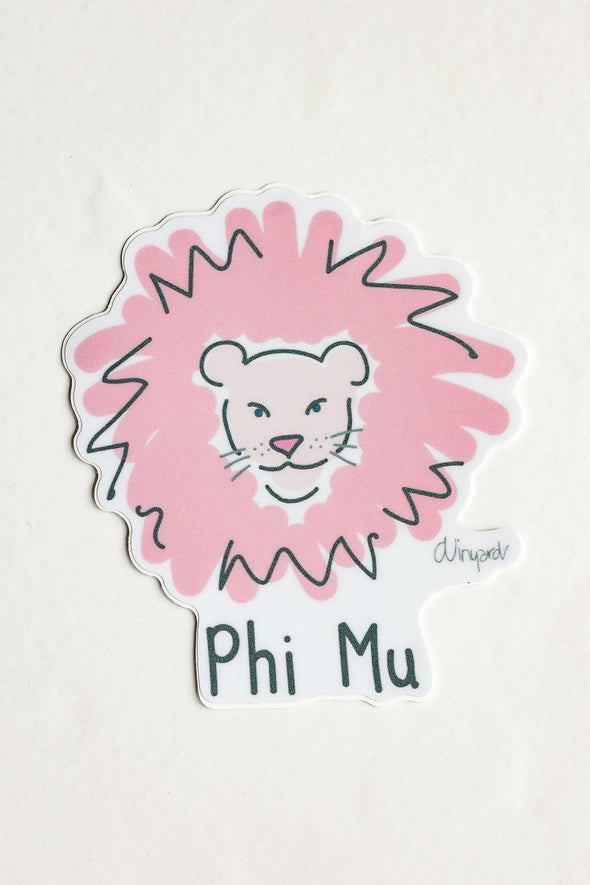 Phi Mu Lion Die Cut Sticker