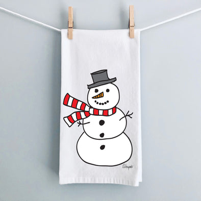 Frosty Snowman Flour Sack Tea Towel