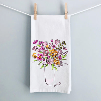 Summer Sorbet Flowers Flour Sack Tea Towel
