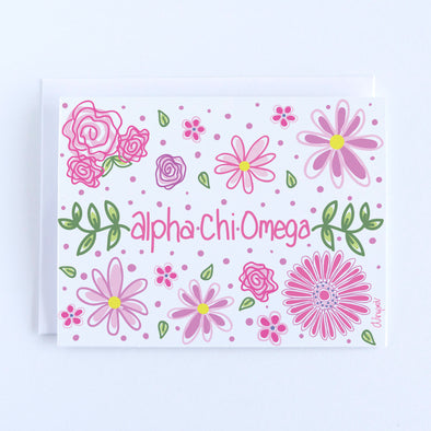 Alpha Chi Omega Vines and Blooms Sorority Notecard Set
