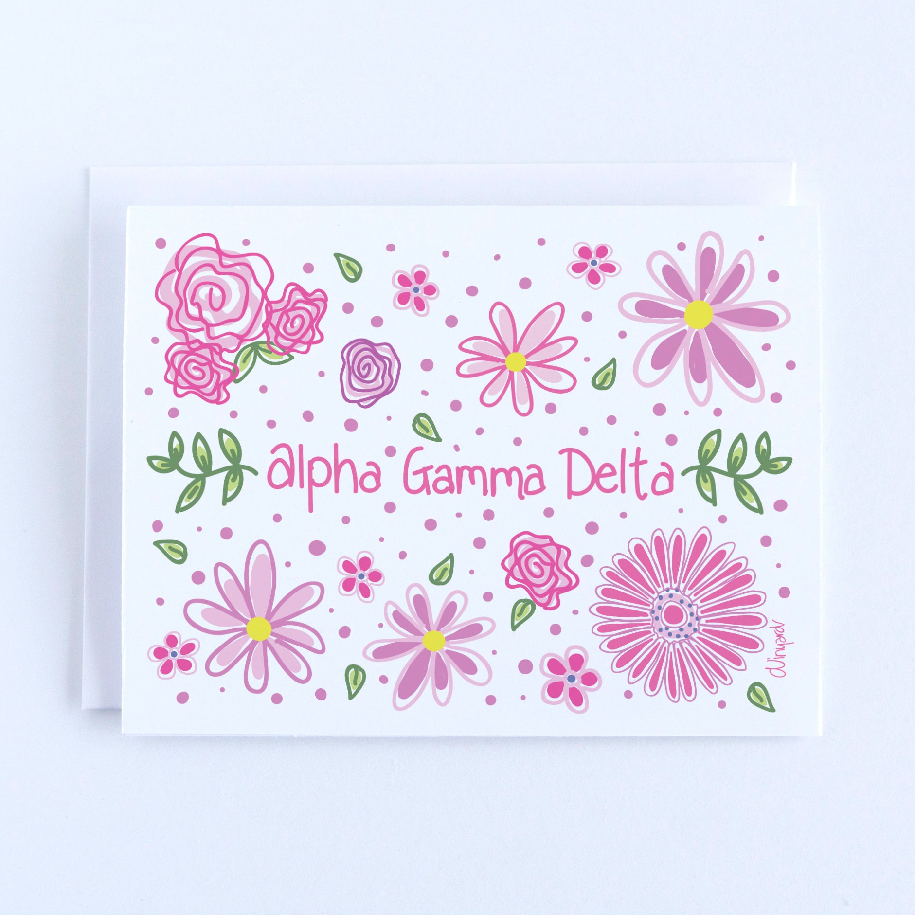 ❁Ma❁ページ Alpha Gamma Delta Vines and Blooms Sorority Notecard Set – Debbie