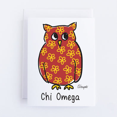 Chi Omega Owl Sorority Notecard Set