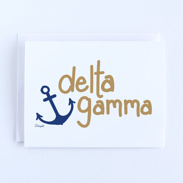 Bronze Delta Gamma and Blue Anchor Sorority Notecard Set
