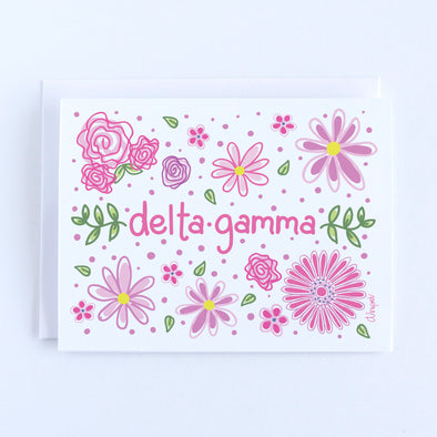 Delta Gamma Pink Flowers Sorority Notecard Set