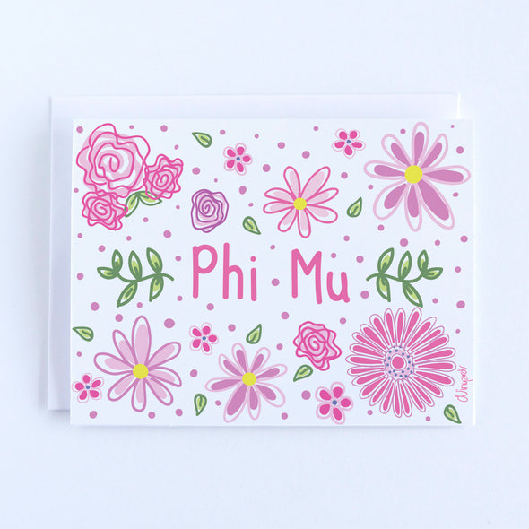 Phi Mu Vines and Blooms Sorority Notecard Set