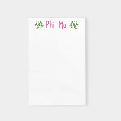 Phi Mu Vines Sorority Notepad