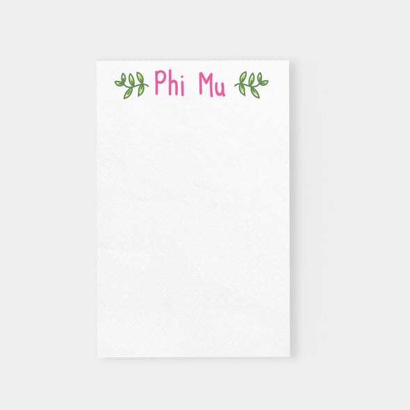 Phi Mu Vines Sorority Notepad