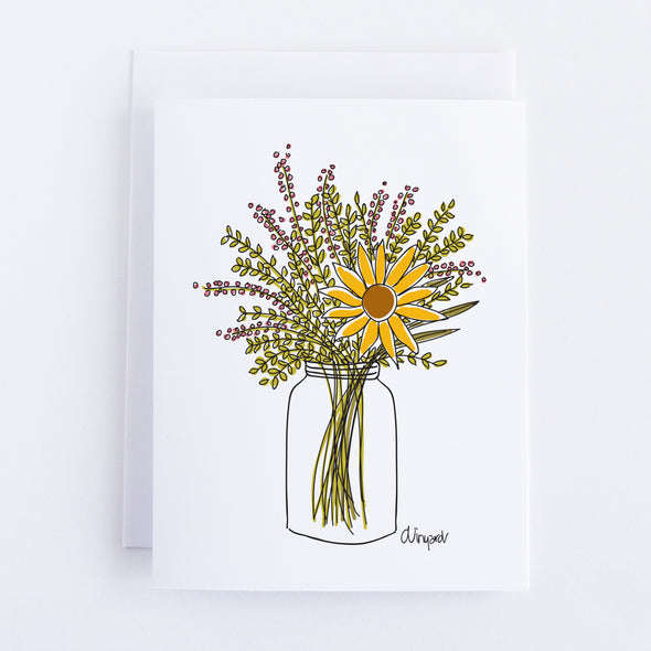 Sunflower Bouquet in a Jar Notecard Set
