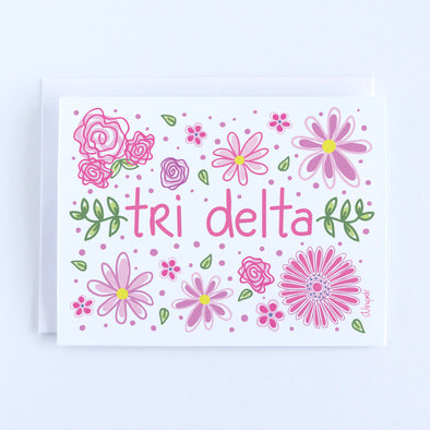 Tri Delta Pink Flowers Sorority Notecard Set